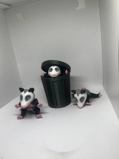 Opossum with Trash can (1 opossum 1 trashcan)