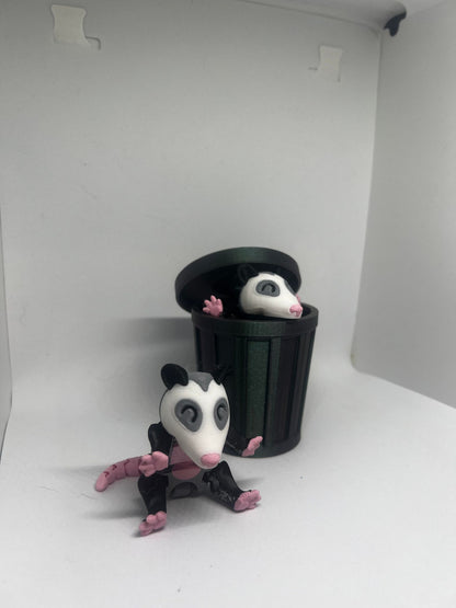 Opossum with Trash can (1 opossum 1 trashcan)